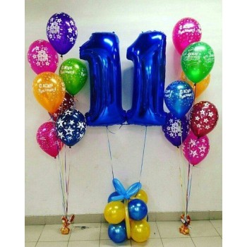 Μπουκέτο με Μπλε Νούμερο και λάτεξ happy birthday